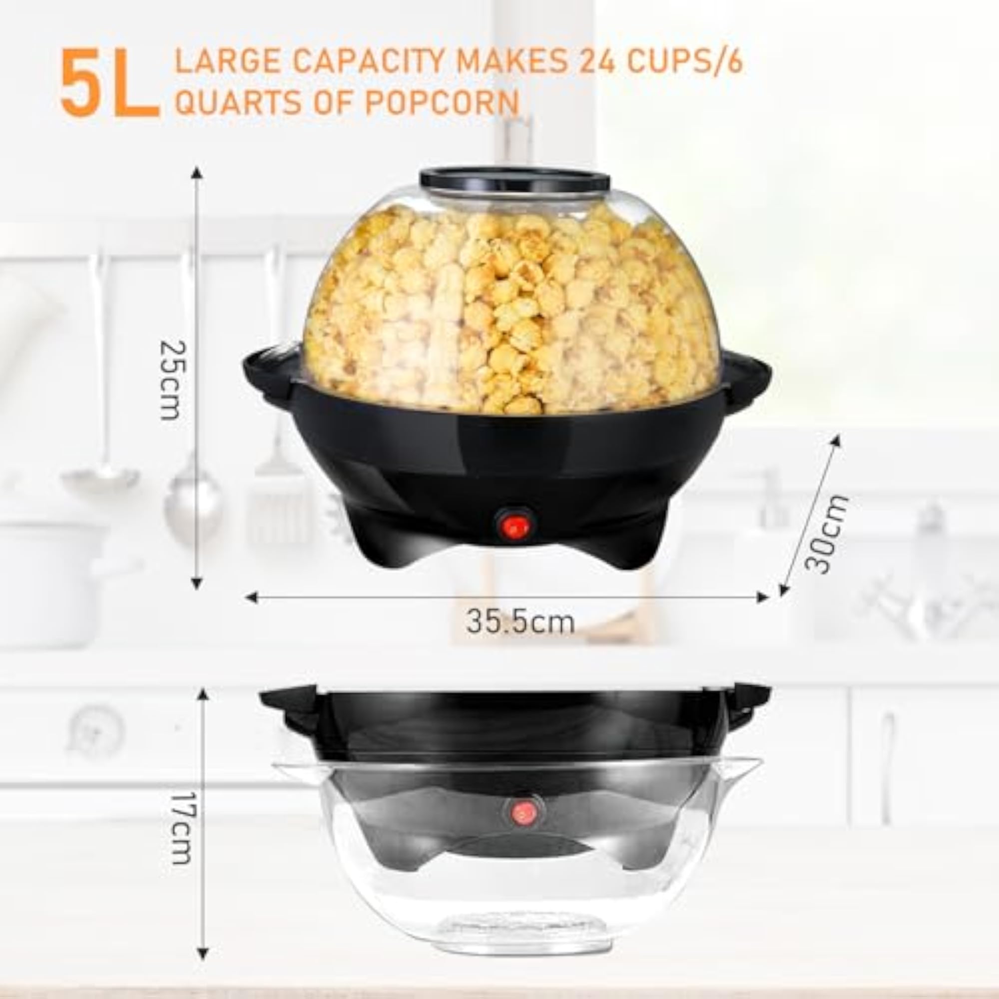 Electric Popcorn Machine, 6 Litre Capacity